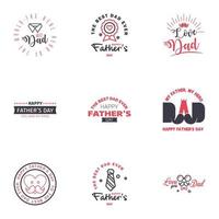 Happy fathers day 9 Black and Pink vintage retro type font Illustrator eps10 Editable Vector Design Elements