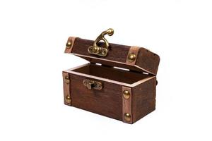 pirate chest treasure isolated on white background - chest box in opened chest box, closed chest box storage photo