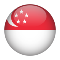 bandeira arredondada 3d de singapura com fundo transparente png