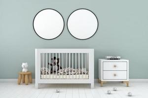 Kids Bedroom Two Round Circle Frames Mockup photo