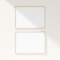 Minimal frame mockup on white wall. Poster mockup. Clean, modern, minimal frame. 3d rendering. photo