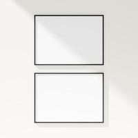 Minimal frame mockup on white wall. Poster mockup. Clean, modern, minimal frame. 3d rendering. photo