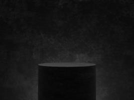 soporte de podio de piedra negra en un escenario de pedestal mínimo. plataforma de maqueta de exhibición de productos vacíos o escaparate de presentación cosmética. representación 3d foto