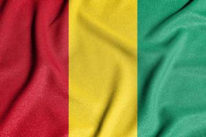 National flag of the Guinea. The main symbol of an independent country. photo