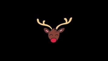 Christmas deer icon animation transparent background with alpha channel video