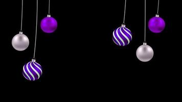 animation de suspension de boule de noël joyeux, ornement de décoration de rotation de boule de jouet de nouvel an avec canal alpha video