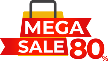 mega sale red ribbon banner png