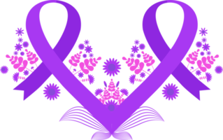 elemento de diseño de cinta púrpura de cáncer png