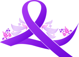 ruban violet de la journée mondiale du cancer png