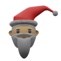 3d rendered cute santa's head perfect for christmas design project png