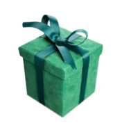 Transparent PNG Green Gift Box with Ribbon and Bow.