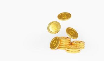 pile of gold coins on a white background Concept of currency, market, finance or investment, money, bank, treasure, wealth, cash. 3d rendering illustration. photo