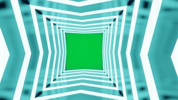 animation vidéo d'une lumière de couloir en miroir s'allumant sur un fond carré vert video