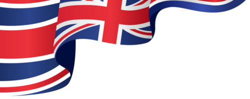 agitant le drapeau du royaume-uni isolé sur png ou fond transparent, symboles du royaume-uni, grande-bretagne, modèle de bannière, carte, publicité, promotion, publicité télévisée, publicités, web