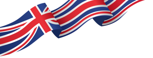 schwenkende flagge von uk isoliert auf png oder transparentem hintergrund, symbole von vereinigtes königreich, großbritannien, vorlage für banner, karte, werbung, förderung, tv-werbung, werbung, web