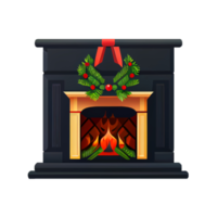 Classic Christmas Fireplace. Happy new year decoration. Merry Christmas holiday. png