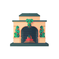 Classic Christmas Fireplace. Happy new year decoration. Merry Christmas holiday. png