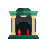 Classic Christmas Fireplace. Happy new year decoration. Merry Christmas holiday. png