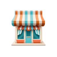 Flat cartoon style shop facade front view. Modern flat storefront or supermarket design. png