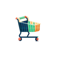 vlak boodschappen doen kar tekenfilm behang. modern vlak ontwerp voor boodschappen doen online website lay-out ontwerp. png