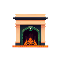 Classic Christmas Fireplace. Happy new year decoration. Merry Christmas holiday. png