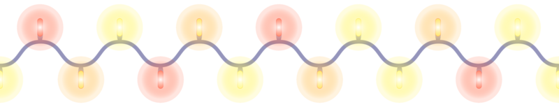 Weihnachtsbeleuchtung Mustersatz. weihnachtsgirlanden in verschiedenen farben, sich nahtlos wiederholende bunte lichter. png mit transparentem Hintergrund