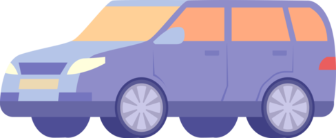 Colorful car illustration. Flat style automobile. Profile projection, side view. PNG with transparent background.