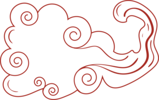 nuage chinois. élément de design silhouette rouge traditionnel png