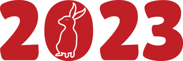 Numérique du nouvel an 2023 avec le contour blanc du lapin png