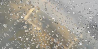 water droplets on glass Raindrops on glass after rain 3d illustration photo