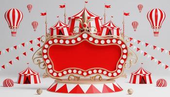 3d Carnival podium with many rides and shops circus tent 3d illustration photo