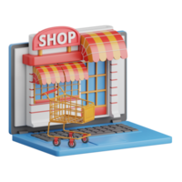 3D-Rendering Online-Shop isoliert nützlich für E-Commerce, Shopping und Business-Online-Design png