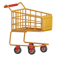 Representación 3d carrito de compras aislado útil para comercio electrónico, compras y diseño de negocios en línea png