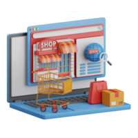 3D-Rendering-Website isoliert nützlich für E-Commerce, Shopping und Business-Online-Designillustration png