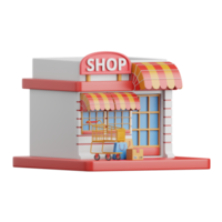 3D-Rendering-Shop isoliert nützlich für E-Commerce, Shopping und Business-Online-Design-Illustration png