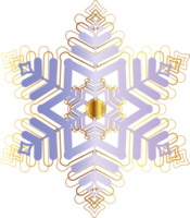 flocon de neige doré d'hiver. élément décoratif pour le nouvel an, illustration de noël png