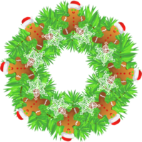 Winter christmas wreath. Circular frame with christmas tree png