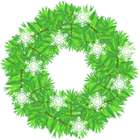 Winter christmas wreath. Circular frame with christmas tree png