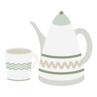 Hygge themed teapot and glasses element collection set png