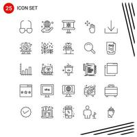 colección de 25 iconos vectoriales en estilo de línea símbolos de contorno perfecto de píxel para signos de icono de línea web y móvil sobre fondo blanco 25 iconos fondo de vector de icono negro creativo