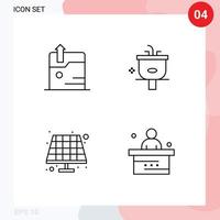 grupo de 4 signos y símbolos de colores planos de línea rellena para elementos de diseño vectorial editables en el aula de ducha de lavabo ecológico empresarial vector