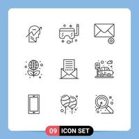 9 Thematic Vector Outlines and Editable Symbols of communication laurel sea globe preferences Editable Vector Design Elements