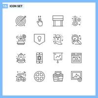 Outline Pack of 16 Universal Symbols of key consultant desk account temperature Editable Vector Design Elements