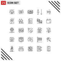 Modern Set of 25 Lines and symbols such as left arrow book sort alphabetical Editable Vector Design Elements