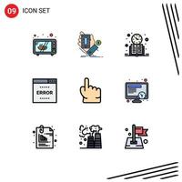 9 iconos creativos signos y símbolos modernos de optimización de búsqueda libro medios tiempo de estudio elementos de diseño vectorial editables vector