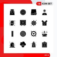 User Interface Pack of 16 Basic Solid Glyphs of support help computers customer hardware Editable Vector Design Elements