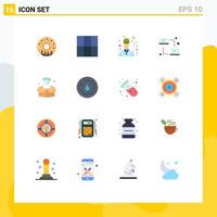 Pictogram Set of 16 Simple Flat Colors of energy jewel game gem transfer Editable Pack of Creative Vector Design Elements