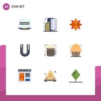 Modern Set of 9 Flat Colors Pictograph of chocolate plumber infrastructure pipes xmas Editable Vector Design Elements