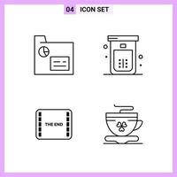 4 iconos en estilo de línea. delinear símbolos sobre fondo blanco. signos vectoriales creativos para web móvil e impresión. vector