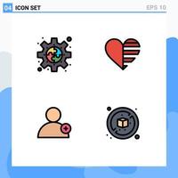 paquete de iconos de vector de stock de 4 signos y símbolos de línea para conectar complemento de regalo amor nuevos elementos de diseño de vector editables